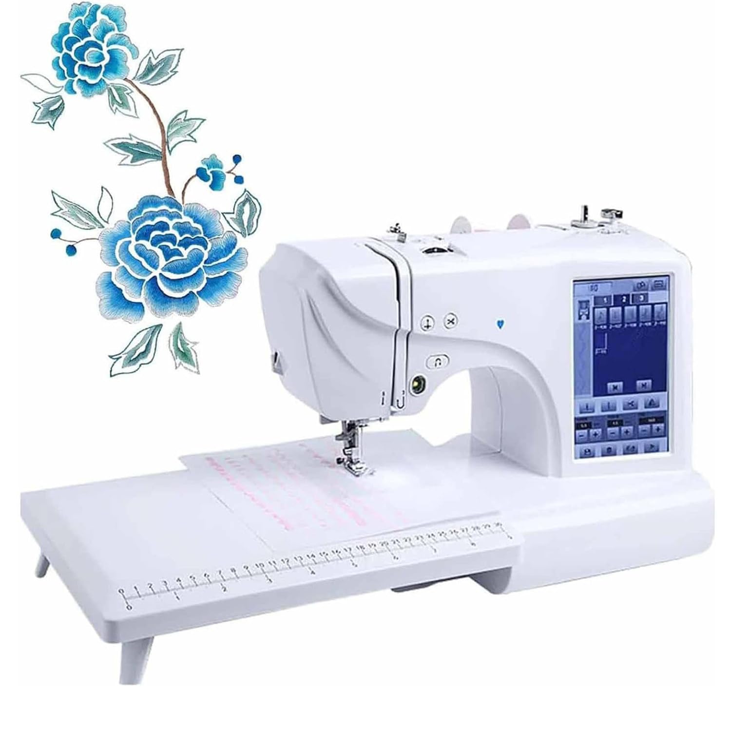 Machine À Broder Électrique, Machine À Coudre Automatique avec Grand Écran Tactile LCD, Outil Broderie DIY, 210 Lettres Intégrées Et 30 Bordures De Motifs, Couture Simplifiée
