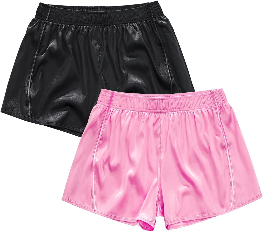 Men's 3 inch Satin Boxers Silk Satin Sleep Lounge Shorts Pajamas Bottom