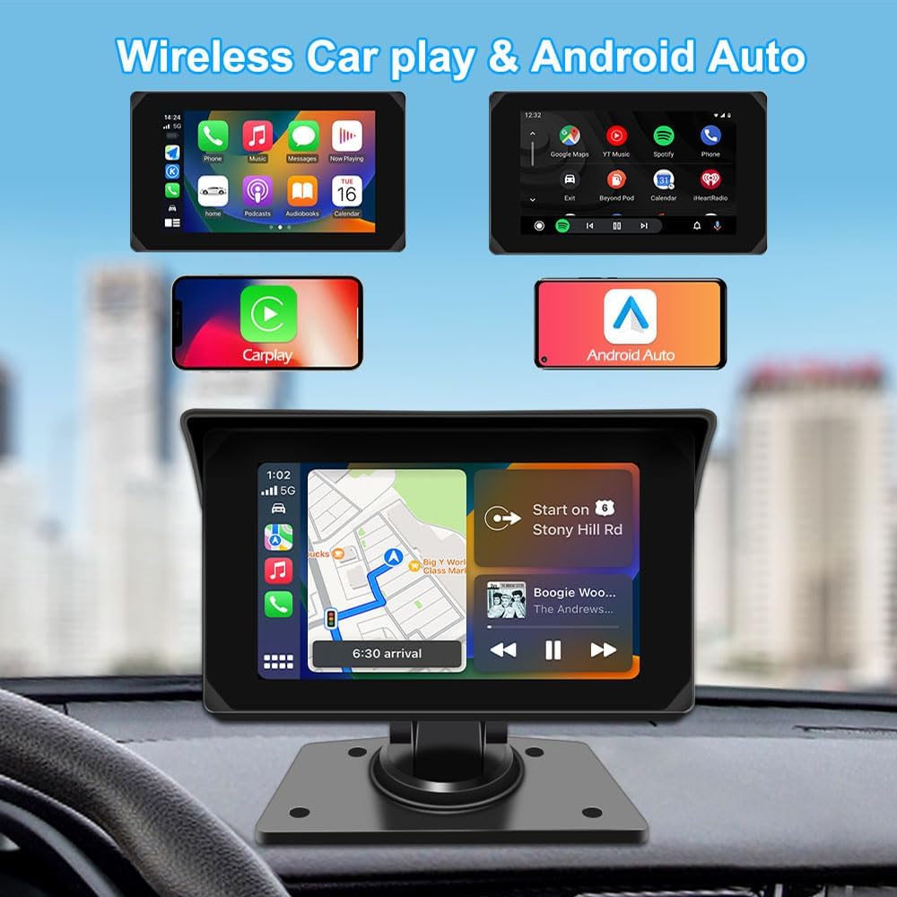 VSYSTO 3CH WiFi Truck Dash Camera, Parking Monitoring, Wireless CarPlay and Android Auto, GPS Navigation, Infrared Night Vision, 5" Truck Carplay Touchscreen 1080P Front, 720P Left and Right Camera