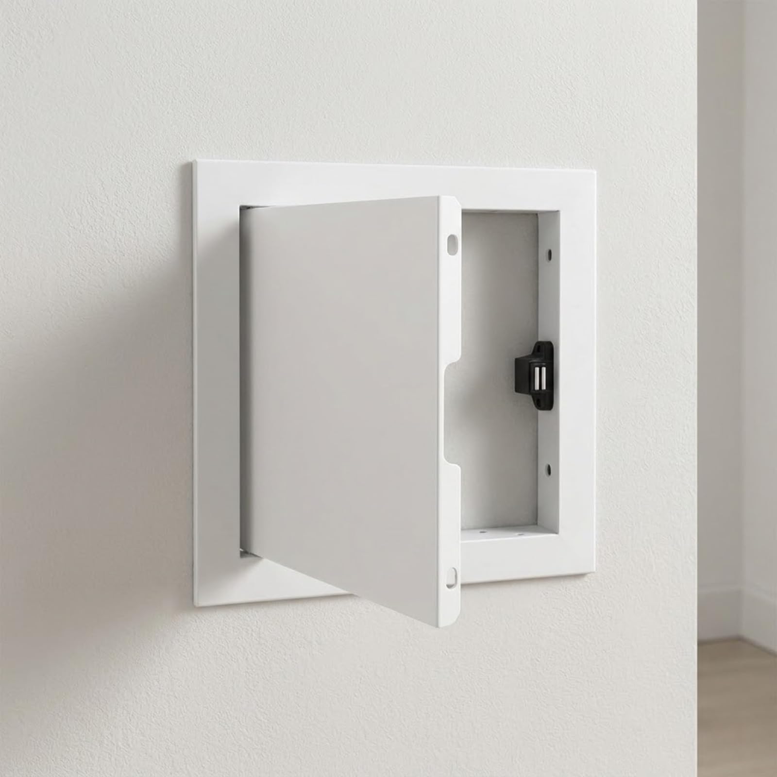 Yqyhnb White Aluminium Access Panel 300X300mm Square Inspection Hatch Door Push Lock, Flush Fit Plasterboard Access Panel For Wall Ceiling Electrical Plumbing Cover(,75X75cm)