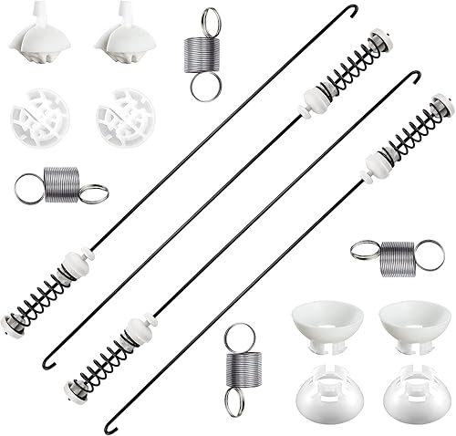 W10780048 - Kit de varilla de suspensión para lavadora (4 piezas) con resortes de suspensión W10400895 (4 piezas) compatible con lavadora Whirlpool