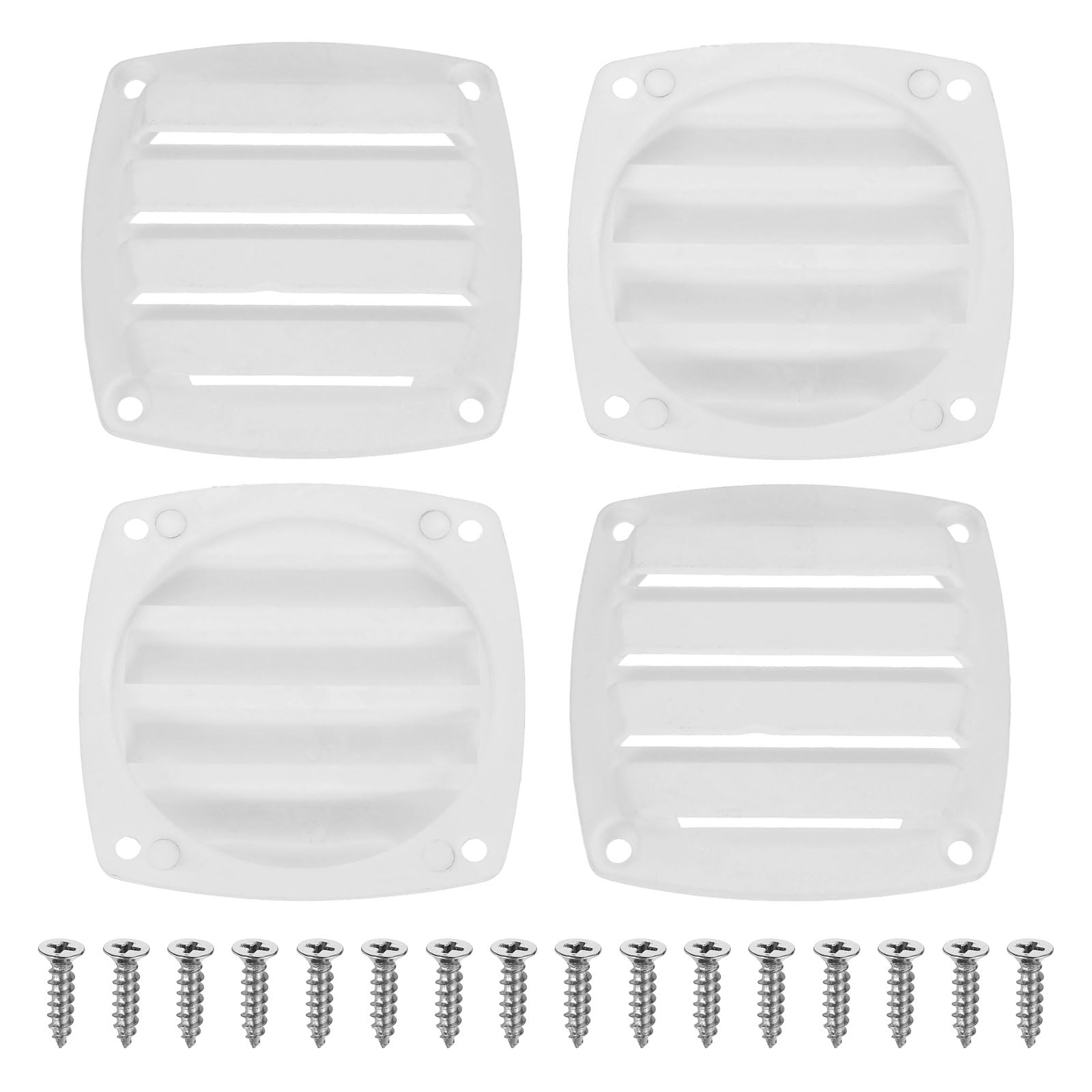 sourcing map 4 Pcs Boat Vent Cover, 3.35x3.35 Inches Plastic Louvered Flush Vents Small Air Ventilation Grille for Marine RV Van Yacht Home, White