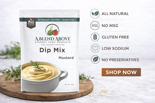 Miniatura 2 de A Blend Above Mustard Dip Mix, 3 paquetes, 1 onza cada uno, hace 16 onzas, sin gluten, sin MSG, todo natural, sin conservantes, apto para veganos