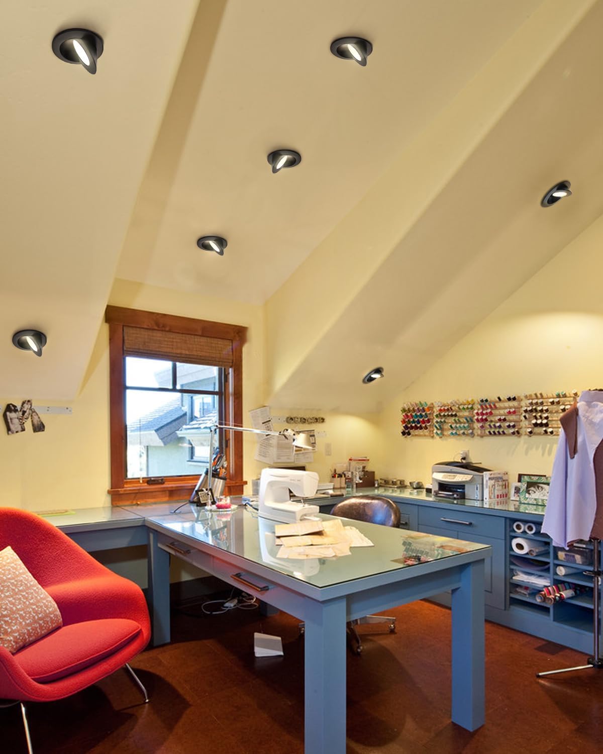 Adetu 4 inch 5CCT Gimbal Black Led Recessed Lights, 360°+90° Adjustable Directional Recessed Lighting, 2700K/3000K/3500K/4000K/5000K Dimmable Retrofit Eyeball Can Lights with Jbox, ETL(Black, 6 Pack) - Image 3