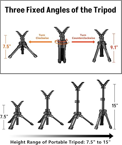 Miniatura 3 de MidTen Portable Shooting Rest Rifle Shooting Tripod Lightweight Bench Rifle Rest for Shooting Range Tripods for Rifles with 360 Rotate V Yoke Holder