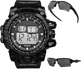 Relógio masculino esportivo 30m à prova d'água cronometro + caixa pr