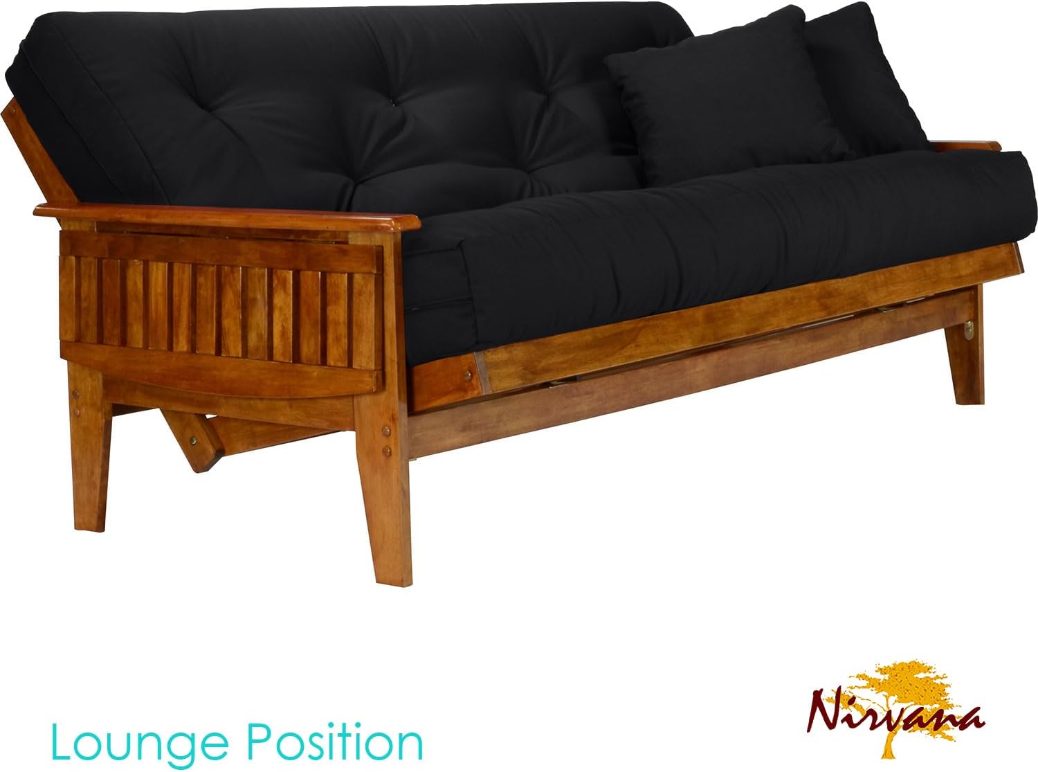 Nirvana Futons Eastridge Futon Set - Full Size, Frame, 8" Mattress, Twill Black Cover