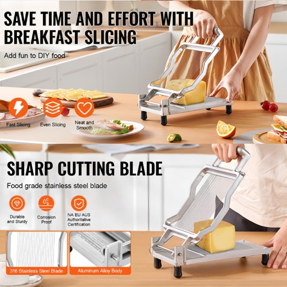 Klivex チーズスライサー バターカッター ステンレス製 多目的チーズカッター 1CM / 2CM 交換用 ステンレススチール