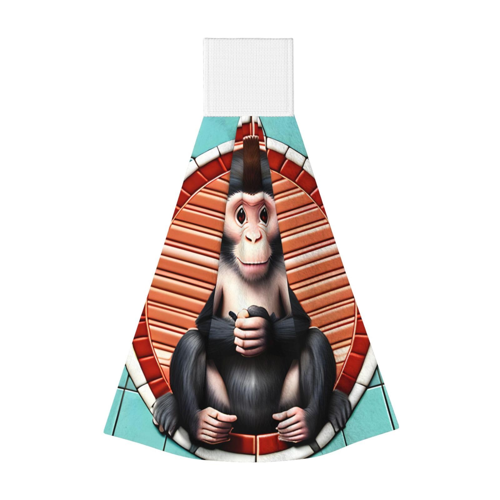 WUPngg The silent monkey Bathroom Tie Towels/Dish Cloth,Kitchen Hanging Towel, Coral Fleece Dry Cleaning Hand Dishcloths One Size