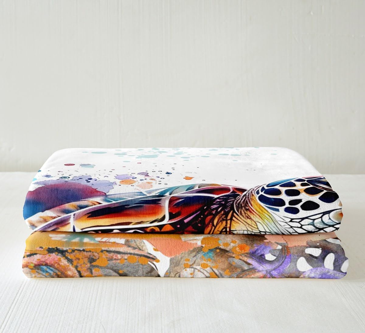 Feelyou Sea Turtle Fleece Throw Blanket for Bed Sofa Couch Kids Boys Girls Ocean Plush Blanket Queen 90"x90" Reptile Tortoise Sherpa Blanket Bedroom Decor Coastal Fuzzy Blanket image 4