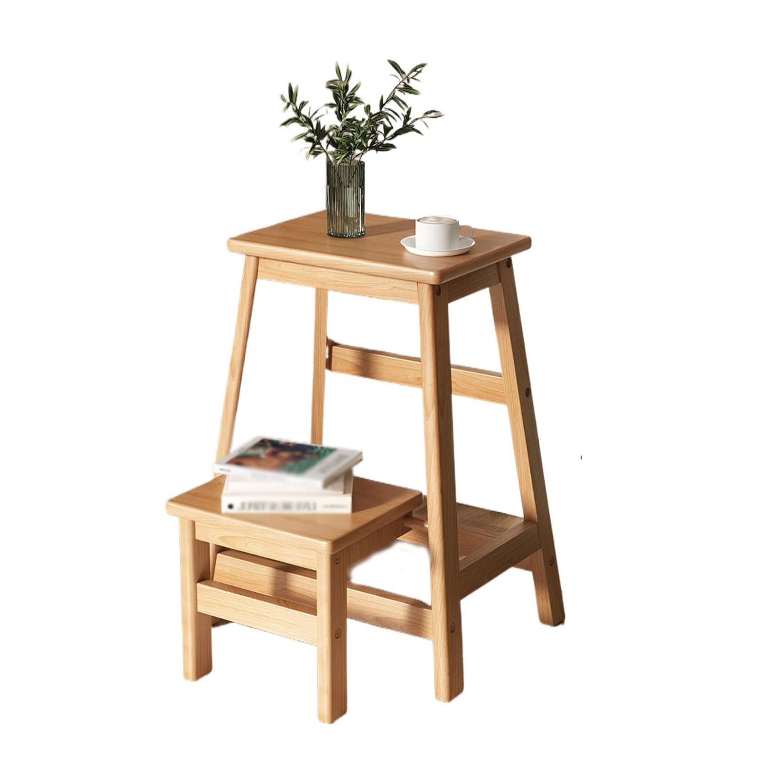 Tabouret escabeau pliant multifonctionnel en bois avec marches réglables