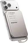 MOMAX Ultra-Slim 10000mAh Banque d'énergie portable avec intégré USB-C Câble, PD 30W Batterie de recharge rapide pour iPhone 17/16/15, iPhone air, Galaxy, Pixel (pas de sans fil, pas de foudre)