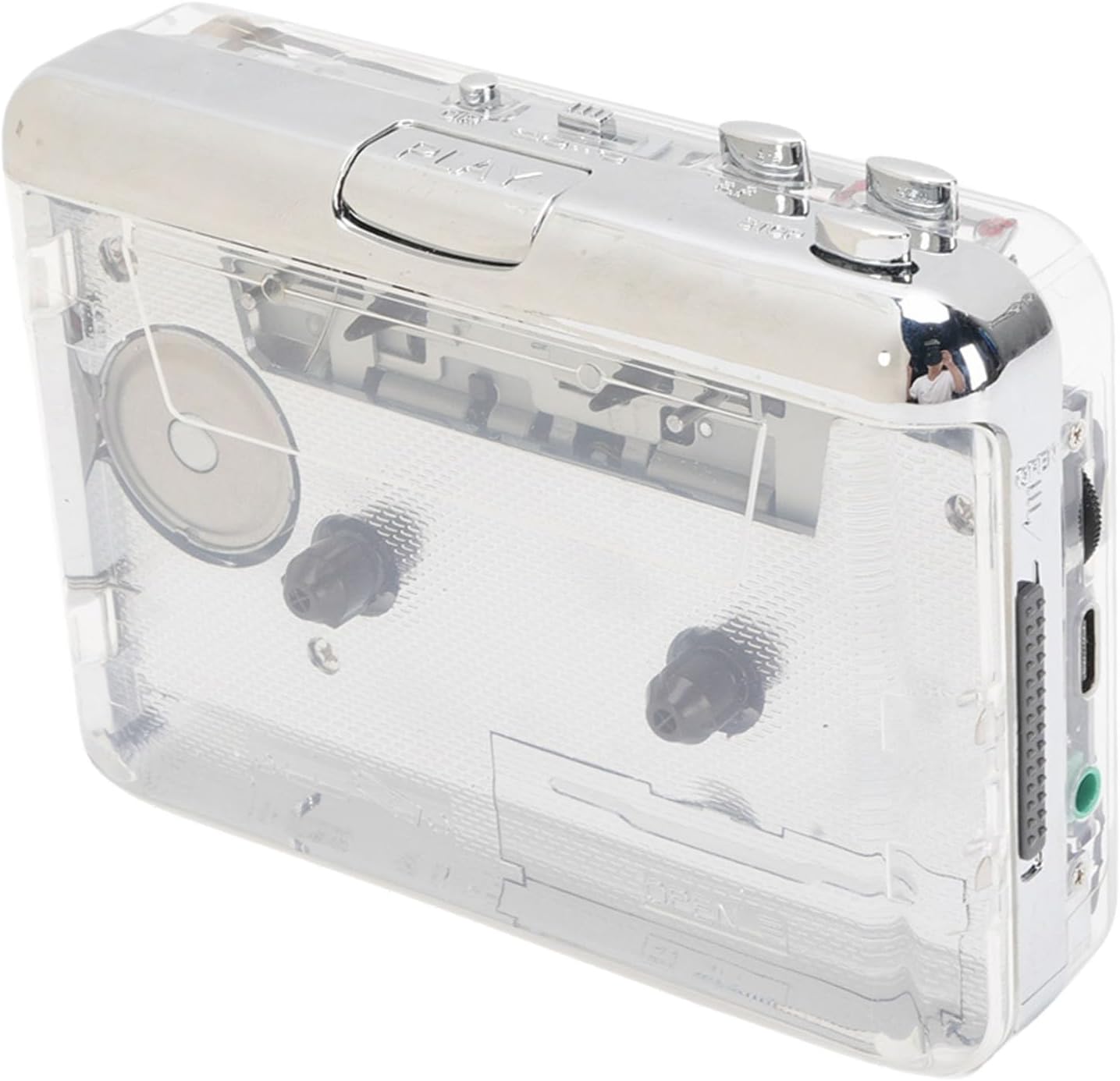 Portable Cassette Player, Cassette to MP3 Converter with USB C, Auto Rewind, Stereo Sound, Dual Power for Tape Conversion and Music Playback