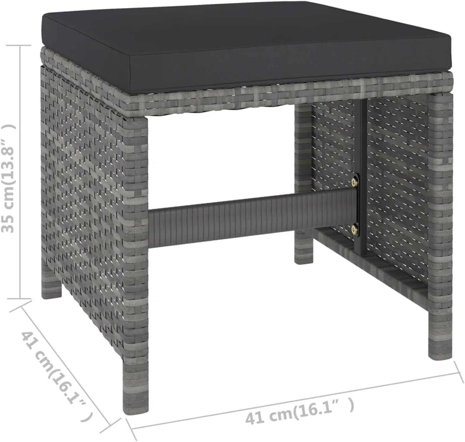 Patio Dining Set with Glass Top, Hand-Woven Poly Rattan, Acacia Wood Table, 6-Piece Outdoor Furniture Set for Garden, Backyard, Deck, Black(Gray)