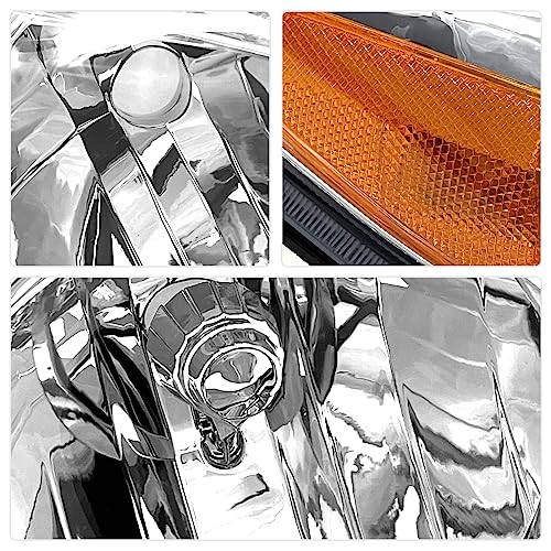 AS Headlight Assembly Compatible with 2002 2003 2004 TOYOTA CAMRY Headlight Chrome Housing Amber Reflector Clear Lens Driver and Passenger Side Pair Not Fit Solora Models - Image 5