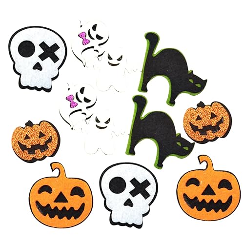 12pcs Felt Cloth Halloween Costume Accessories Pumpkin Sequins Pumpkin Skulls