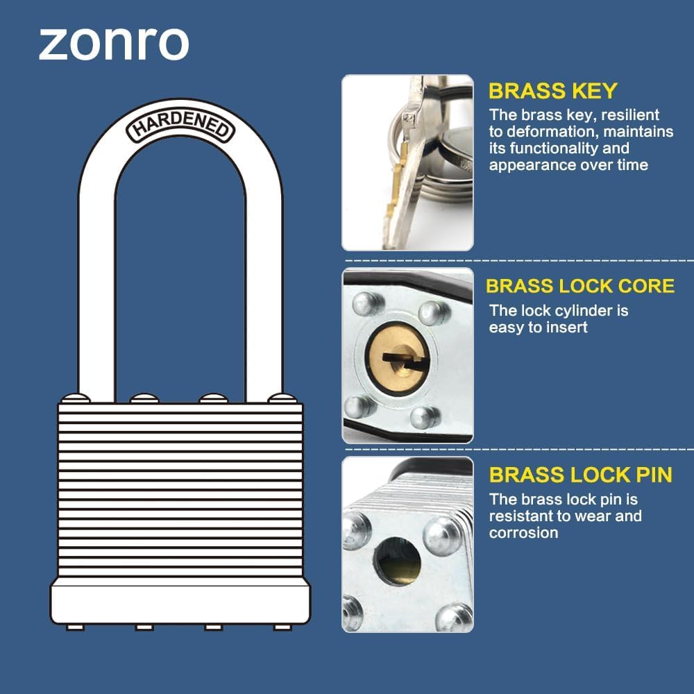 Laminated Steel Keyed Padlocks, 20 Pack, Keyed Alike,Normal Shackle, 1-9/16" （40mm）,Orange Hoop， for Hasp Latch, Sheds, Fences, Storage Locker, Gym