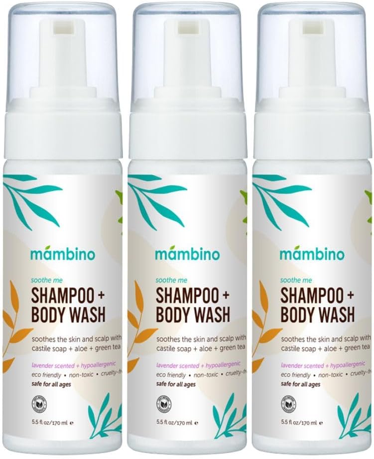 Soothe Me Shampoo & Body Wash for Kids, Essential Baby Bath, Gentle Newborn Essentials, Lavender & Green Tea 5.5floz, 3-Pack
