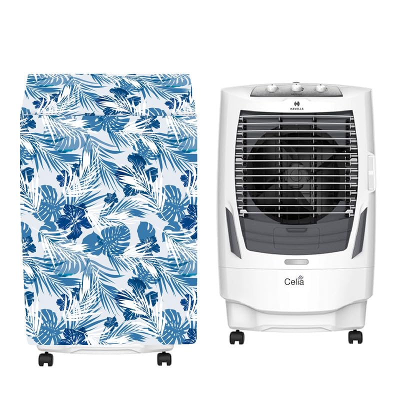 Image of Cooler Cover Compatible for Havells Celia 55-Litres Desert Air Cooler Waterproof, Dustproof, Size: 66L x 51B x 111.5H Cm, White Blue.