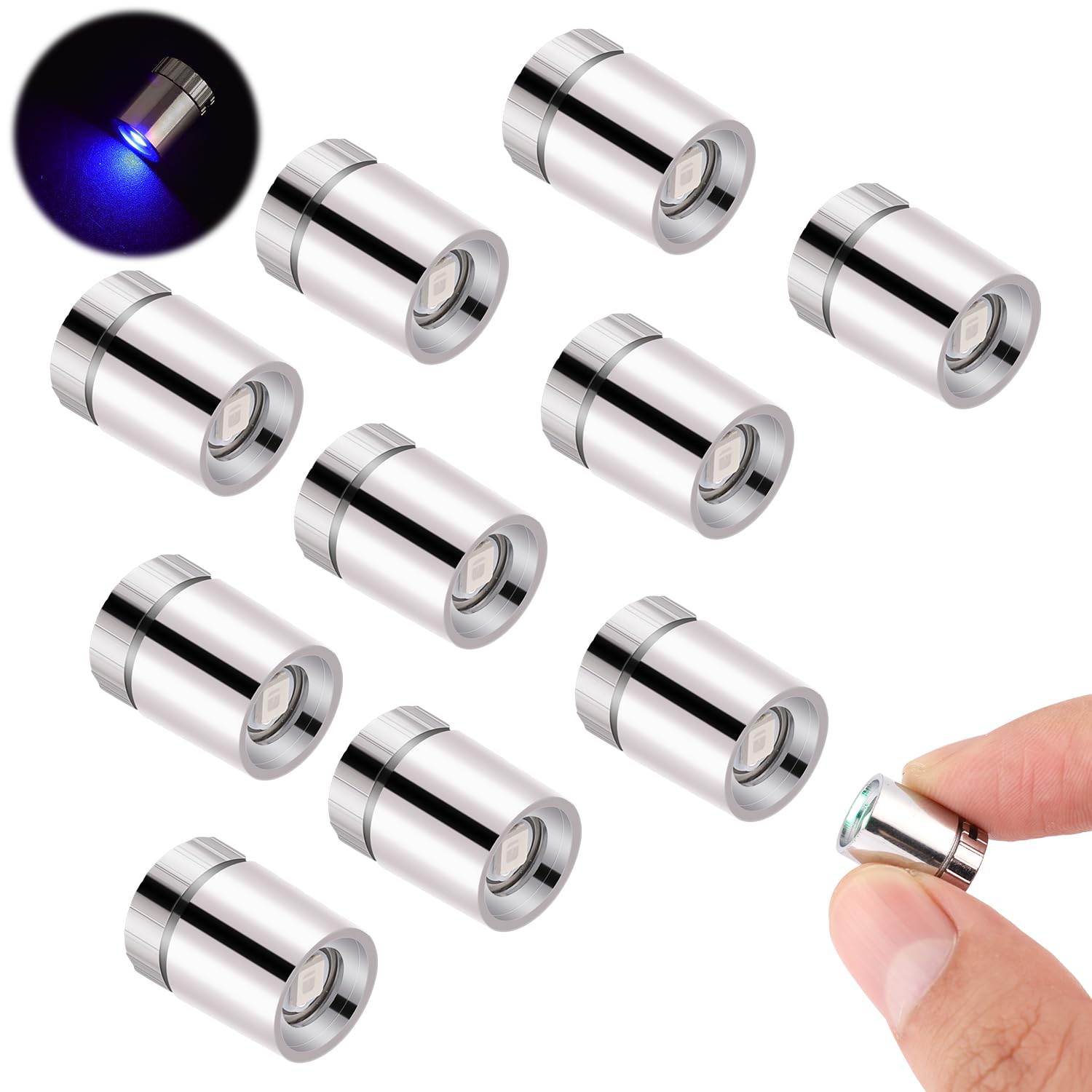 10pcs LED Mini Lights, Small Led Lights for Dollhouse Silver Plastic Battery Included Doll House Electric Lights for Paper Lantern Party Decoration Crafts Dollhouse Accessories(Blue Light)