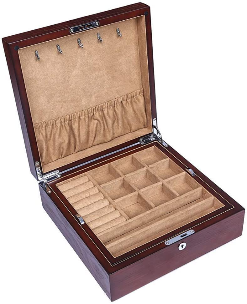 Anillos dobles pendientes soporte para presentación de joyería OwKay caja organizadora con llave