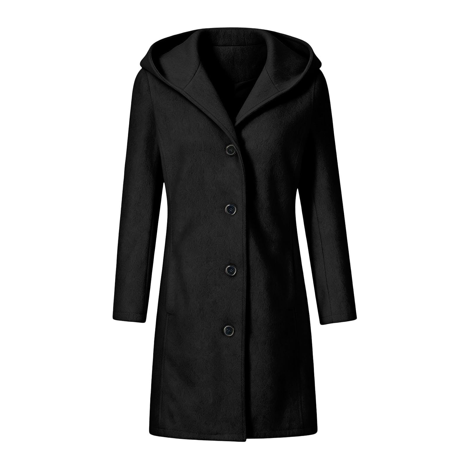 Générique Manteau Femme Long à Capuche Boutonné Hiver Veste Élégante Casual