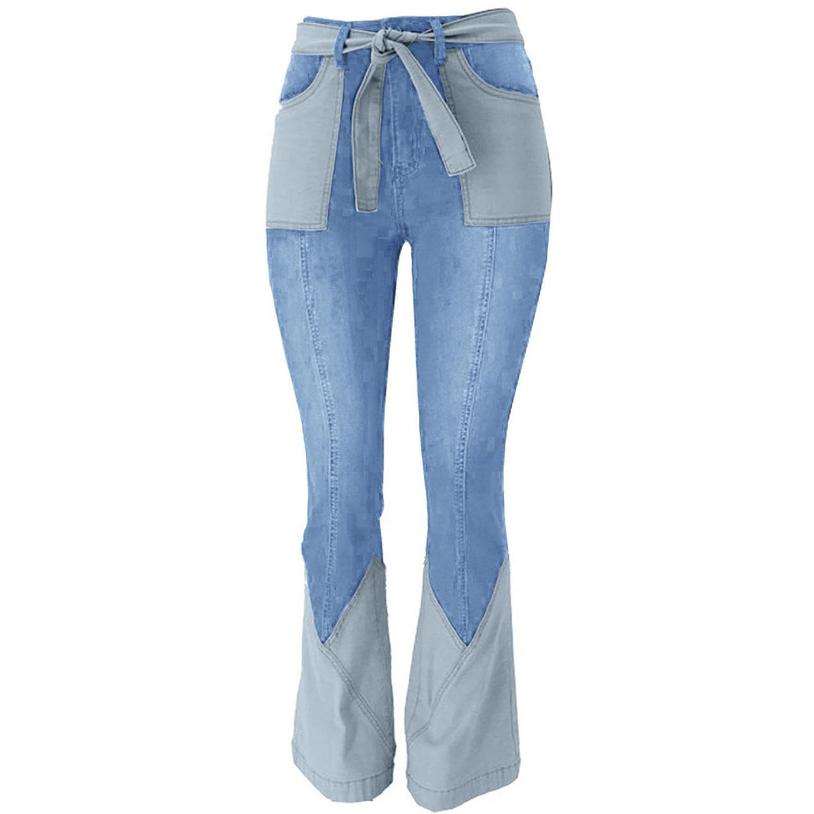 Jeans da Donna Pantaloni Versatili alla Moda in Denim Elastico Moda-Azzurro-l