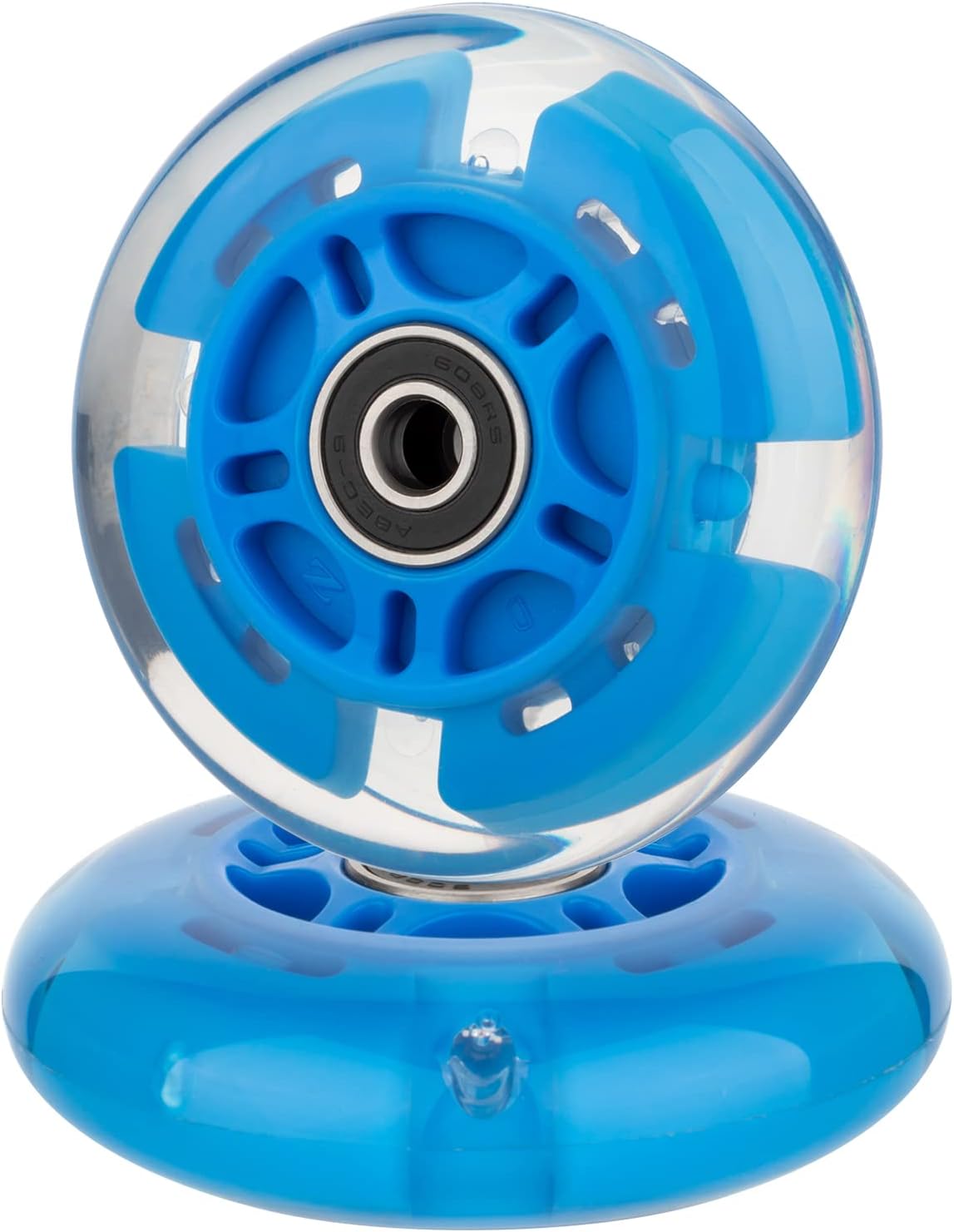AOWISH 2-Pack Light Up Scooter Rear Wheels 80mm Flash Flashing Inline Skates Wheel with Bearings ABEC 9 for Adjustable 3-Wheel Kick Scooters (Blue)
