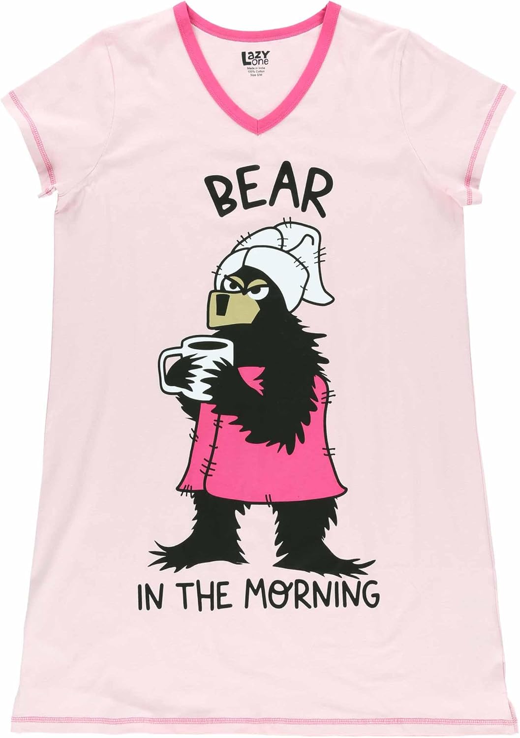 Lazy One Women's Nightgown, Funny V-Neck Sleep Shirt for Women, Bear & Moose Pajama Shirts - Image 3