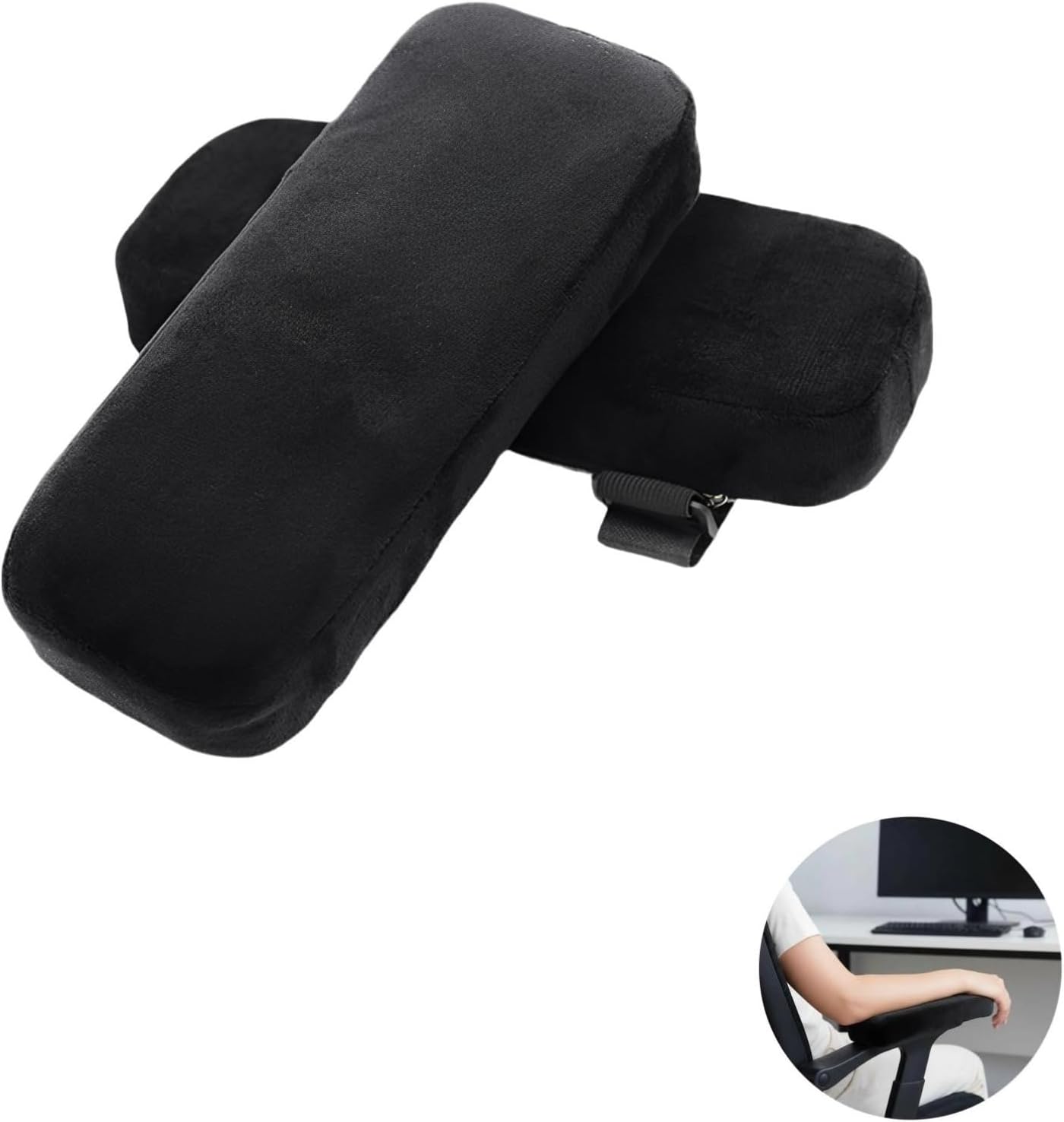 Office Chair Arm Pads 2 Pcs, Memory Foam Gel, Non-Slip Base, 9.8 in X 5.1 in X 1.6 in