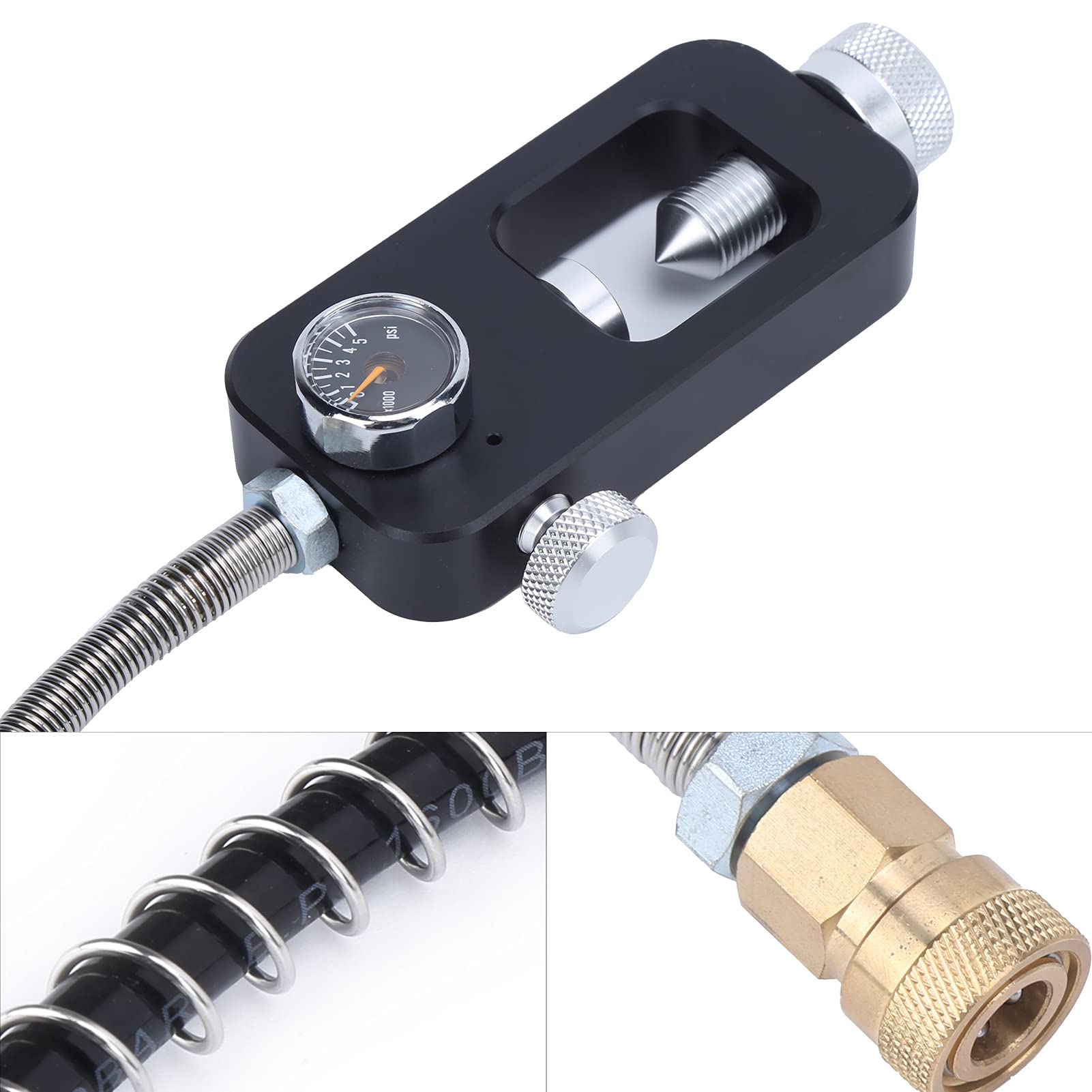 Tauchadapterventil, Doppel-O-Ring-Design, HPA-Tankadapter, 5000 psi hoher Druckwiderstand, robuste, langlebige Tauchtank-Füllstation aus Metall mit Schnellkupplungsstecker für