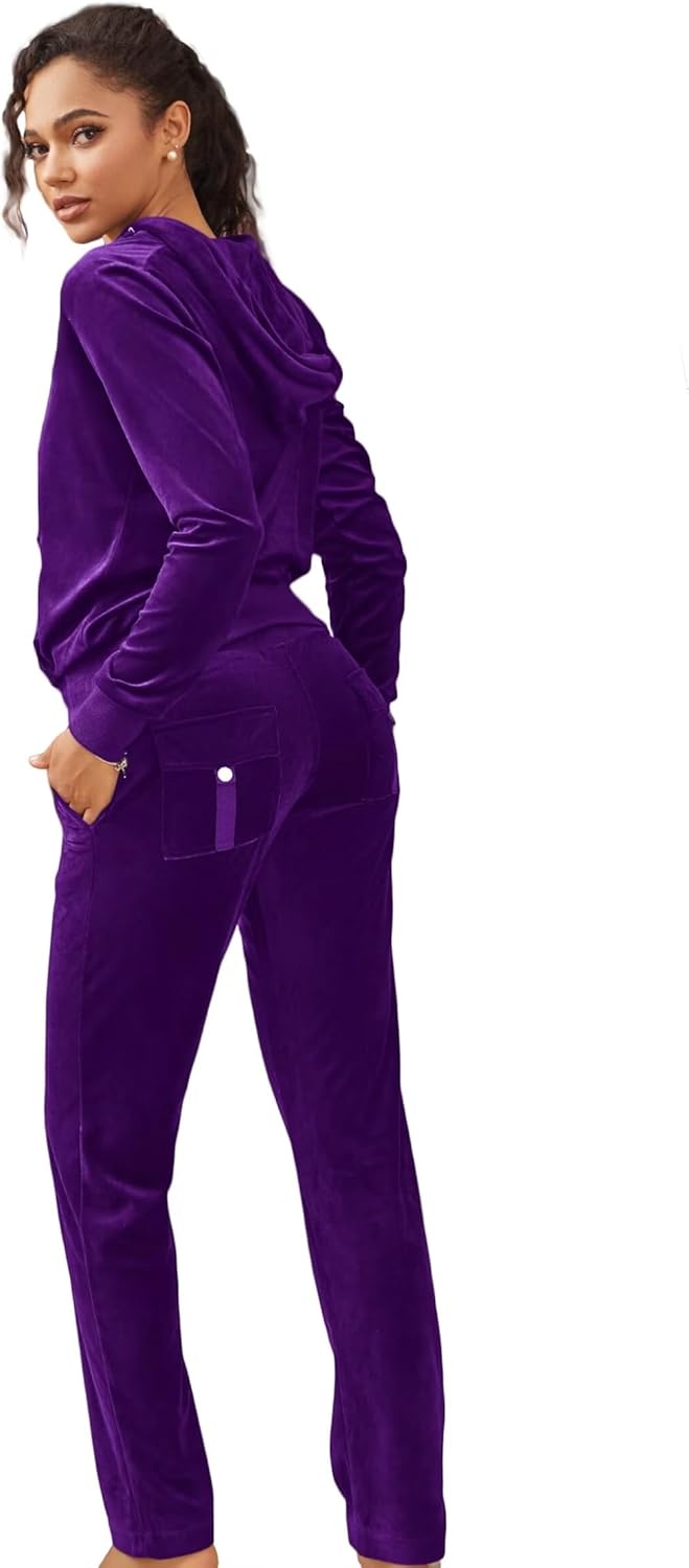 LeeHanTon Track Suits for Women Velour Tracksuit 2 Piece Outfits Set Jogging Sweatsuits Soft Sports Sweat Suit Pants - Image 2