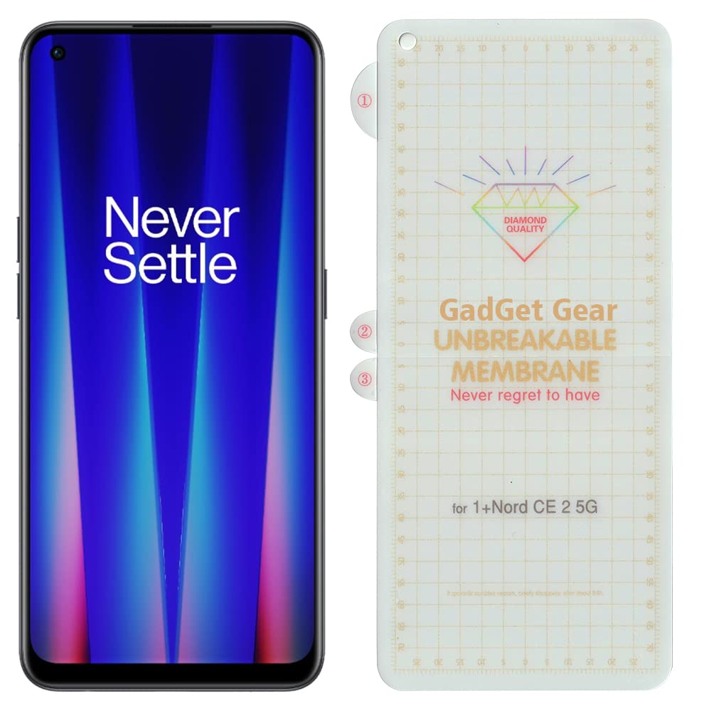 GADGET GEAR OnePlus Nord CE 2 5G Clear Front Unbreakable Screen Protector Hydrogel Membrane Supports Fingerprint Scanner With Edge to Edge Coverage and Easy Installation