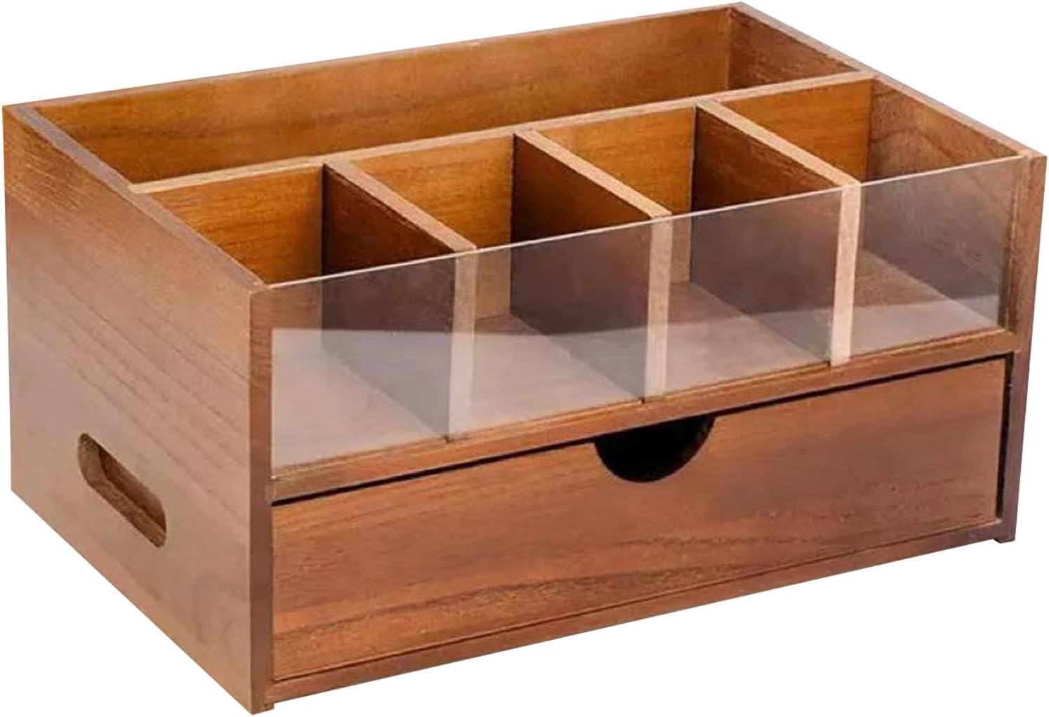 Coffee Bar Organizer with Drawer, Wood Countertop Storage Rack for Tea Bags, Condiments, Stirrers, Kitchen & Office (13x8.7x6.3 inch)