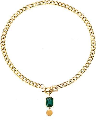 Fudotis Gargantilla en capas hecha a mano de acero inoxidable chapado en oro de 14 quilates, collar de cadena de capas simple multicapa con disco de