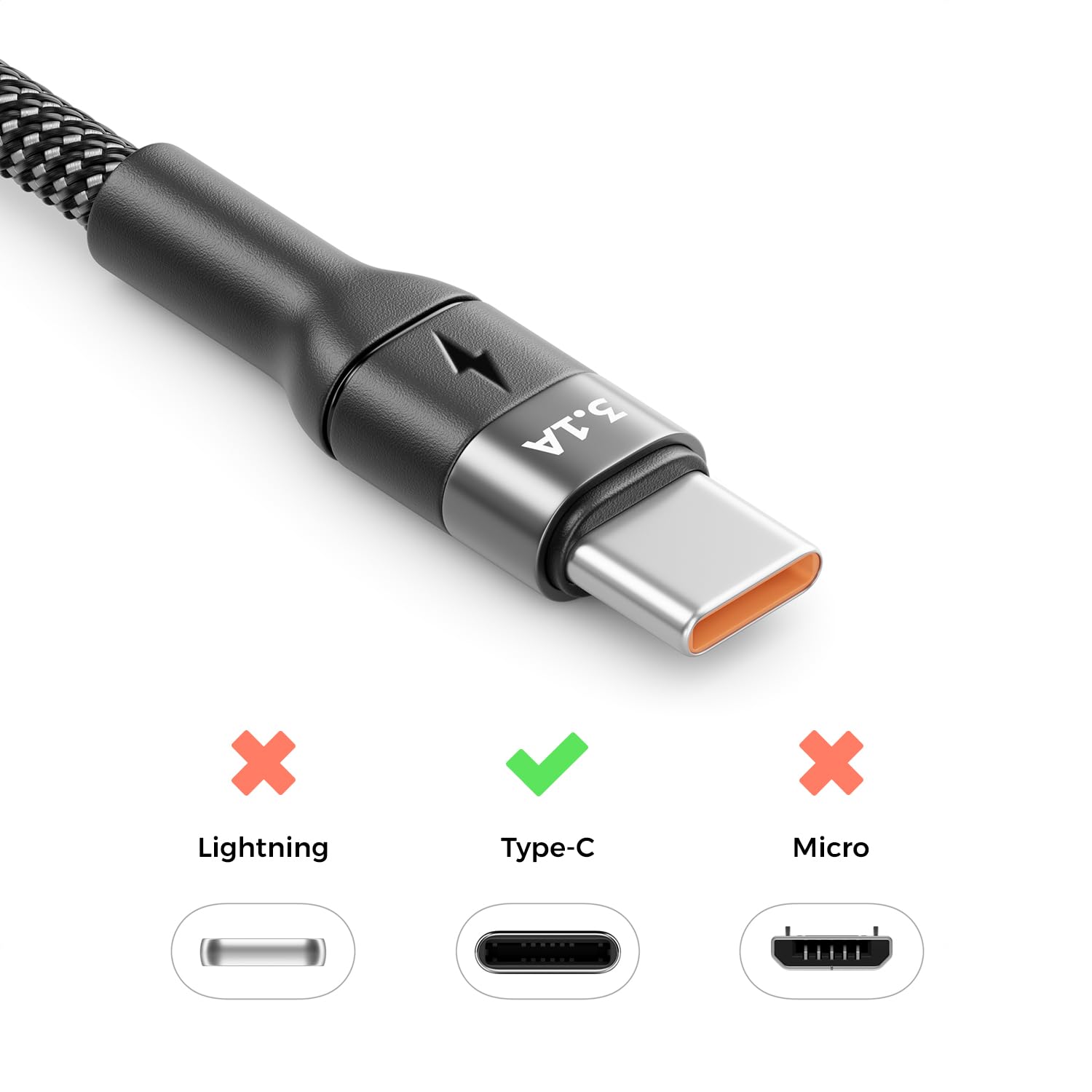 deleyCON 1m Cavo USB C 3.1A Cavo di Ricarica Dati USB-A a USB-C per iPhone 17 16 15 Pro Max Air Galaxy A16 A56 S25 S24 S23 Pixel iPad Pro Notebook AirPods Tablet Switch PS5