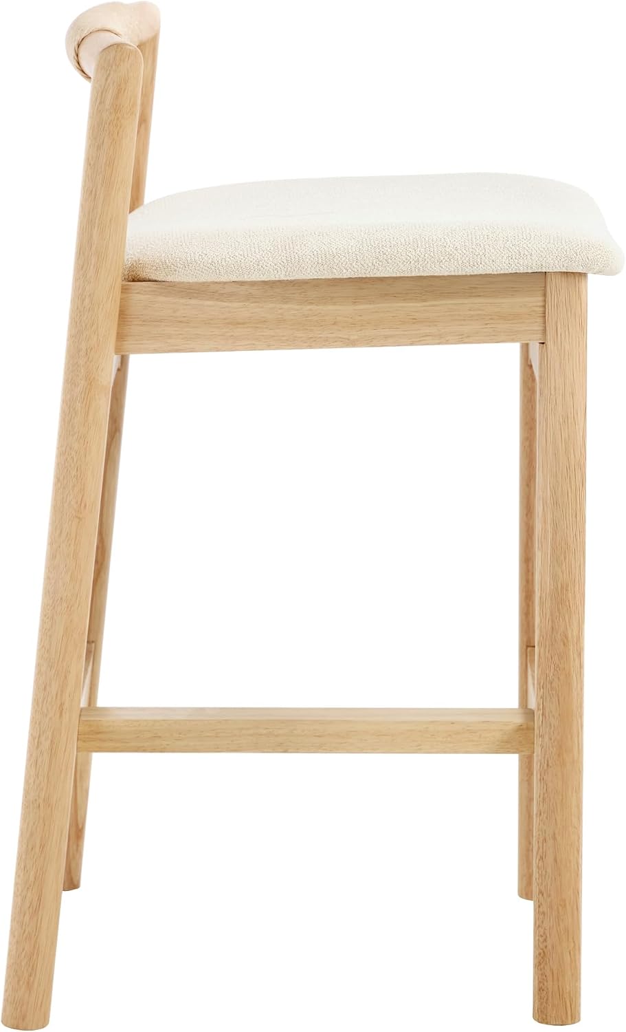 Boho Counter Height Bar Stools Set of 2, 26" Modern Barstools with Woven Paper Rope Back and Natural Solid Wood Frame, Linen Fabric Seat for Kitchen Island, Home Bar, Beige