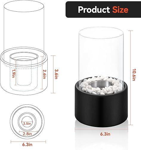 Miniatura 3 de Poofzy Chimenea de mesa, fogata de mesa para interiores y exteriores, chimenea de mesa portátil redonda para decoración de patio, día de San