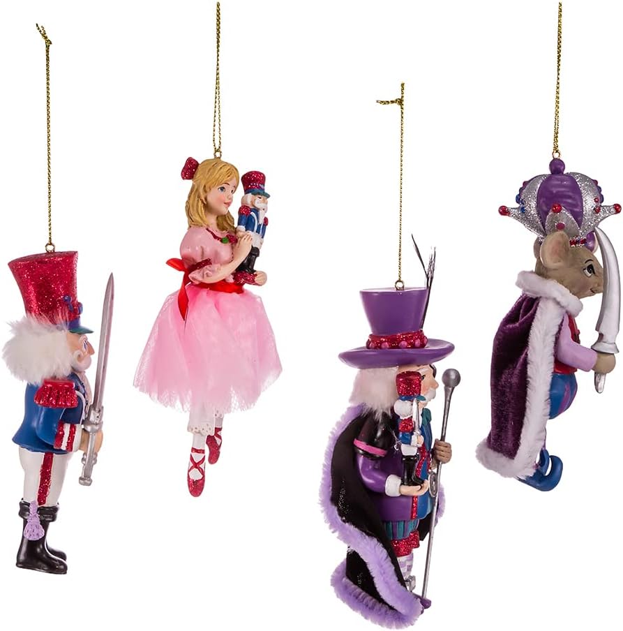 Kurt S. Adler Nutcracker Suite, 4 Piece Ornament Set, 5.25-Inch, Multi-Color