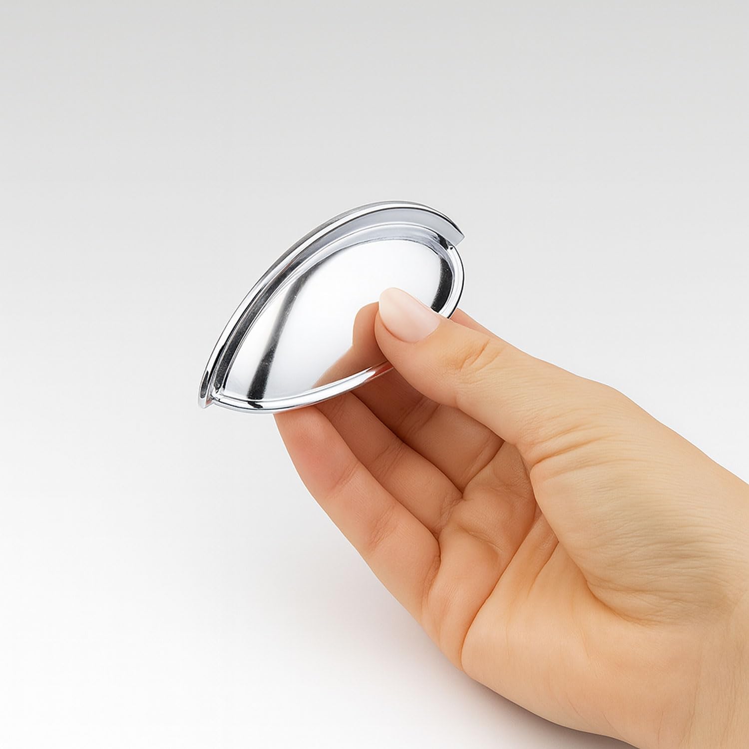 Çanak Kulp 64 mm Krom Gümüş Renk Metal Mobilya Çekmece Dolap Kapak Kulpu Modern Mutfak Kulpları