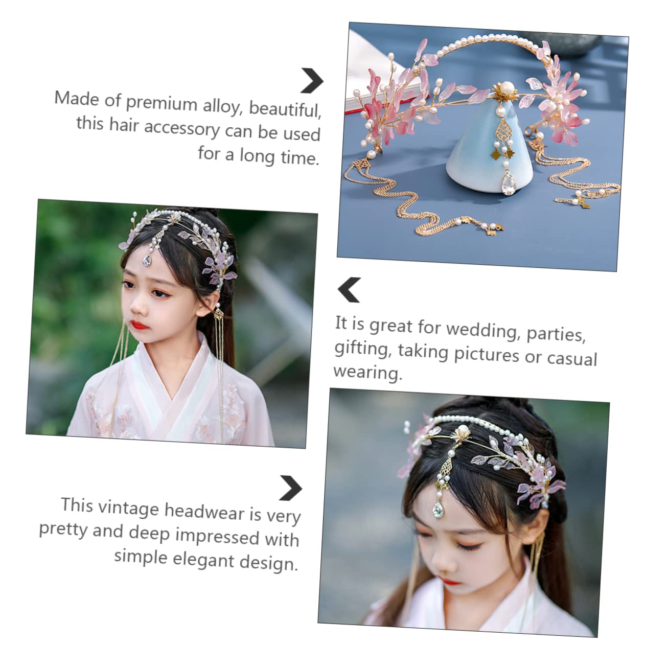 Mikinona Chinesischer Hanfu Kopfschmuck Vintage aus Legierung Retro mit Langen Quasten Elegantes Haaraccessoire für Frauen Geeignet für Alltag und Geschenk