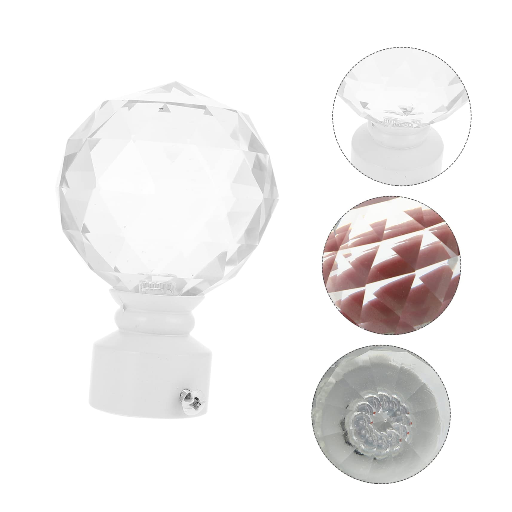 Veemoon Embout de Tringle à Rideaux en Fer et Cristal 2 Pièces | Décoration de Fenêtre, Blanc, Design Élégant et Moderne, pour Salle à Manger et Salon