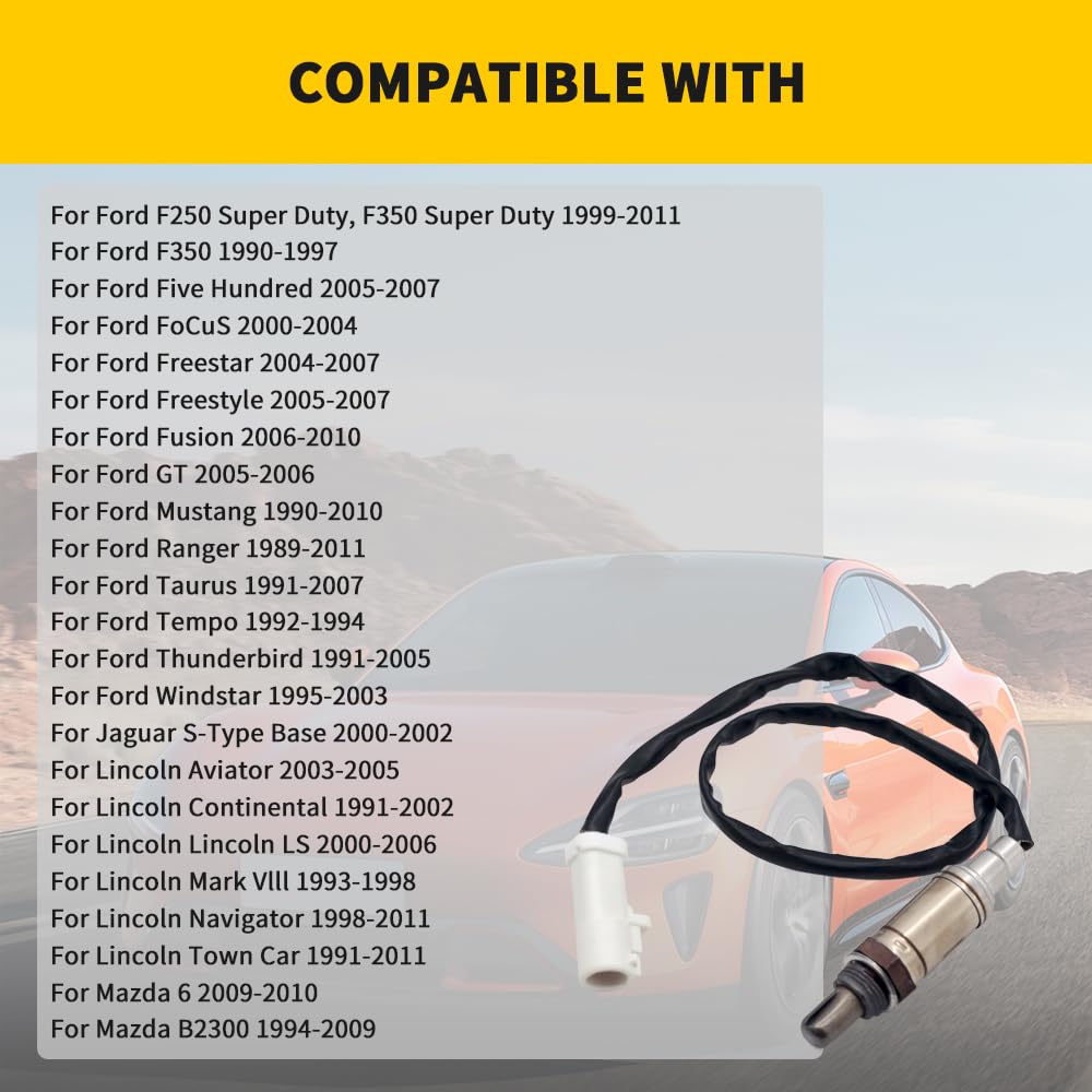 4Pcs O2 Oxygen Sensor 15717 Downstream Upstream Compatible with 1990-2014 Ford F150 F250 F350 Ranger Explorer Escape E150 E250 Mercury Jaguar Mazda Lincoln, Replace 15716, 15664, 15718
