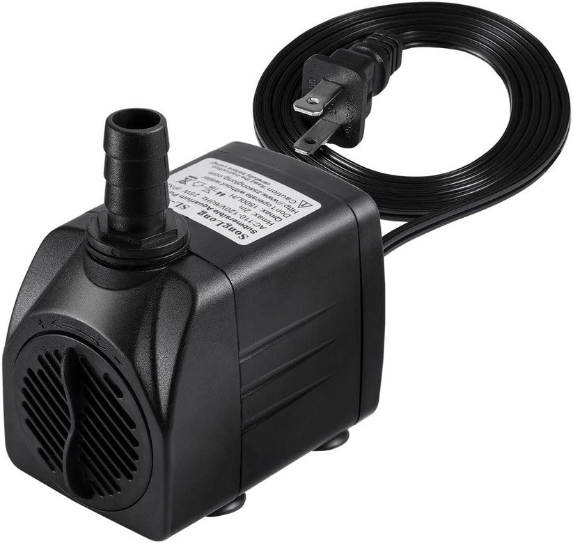 Submersible Water Pump 400 GPH (1500L/H, 25W) for Pond, Aquarium, Fish Tank, Pet Fountain Water Pump Hydroponics with 6ft (1.8m) Power Cord
