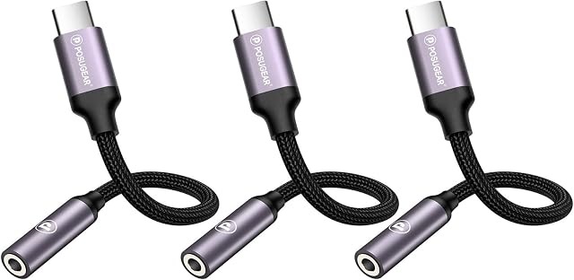 [3 PACK]POSUGEAR USB C Headphone Adapte, USB C to 3.5mm Jack Type C to 3.5mm Adapter with Mic Compatible with Samsung S20 S10 Note20, Google Pixel 5,Huawei P30