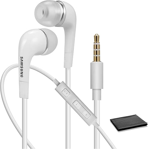 SAMSUNG Auriculares estéreo EHS64 de 0138in con control remoto y micrófono OEM original embalaje no al por menor con paño de limpieza color blanco