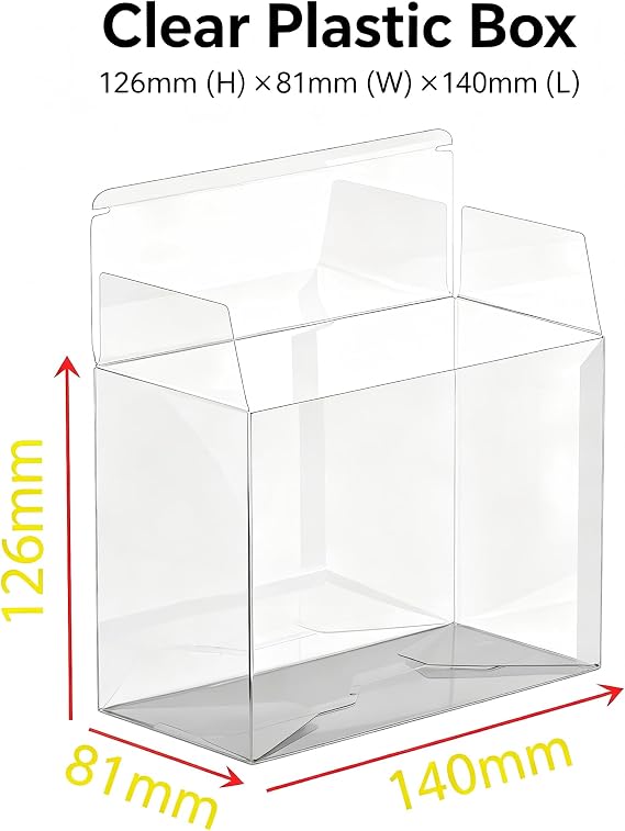 Compatible with 5-Pack Clear Plastic Protector Box Compatible with Pokémon Booster Box, 0.5mm Acid-Free PET Display Case with Protective Film, Anti-Scratch Folding Shell 140x81x126mm