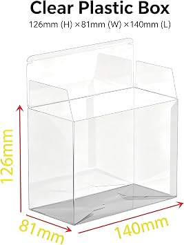 Compatible with 5-Pack Clear Plastic Protector Box Compatible with Pokémon Booster Box, 0.5mm Acid-Free PET Display Case with Protective Film, Anti-Scratch Folding Shell 140x81x126mm