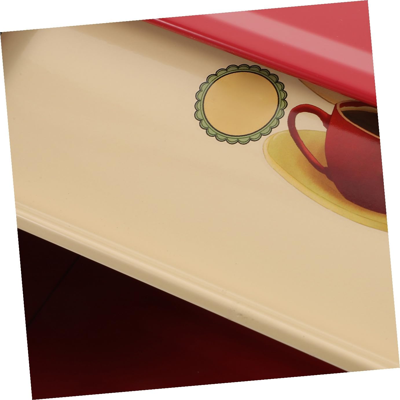 Kitchen Bread Box Large Red Drum Shape Metal Bread Storage Container for Household Countertop Food Holder Vintage French Style