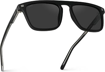 WearMe Pro WMP Eyewear - Mens Polarized Bold Geometric Flat Top, Key Hole Design, Acetate Frame Sunglasses